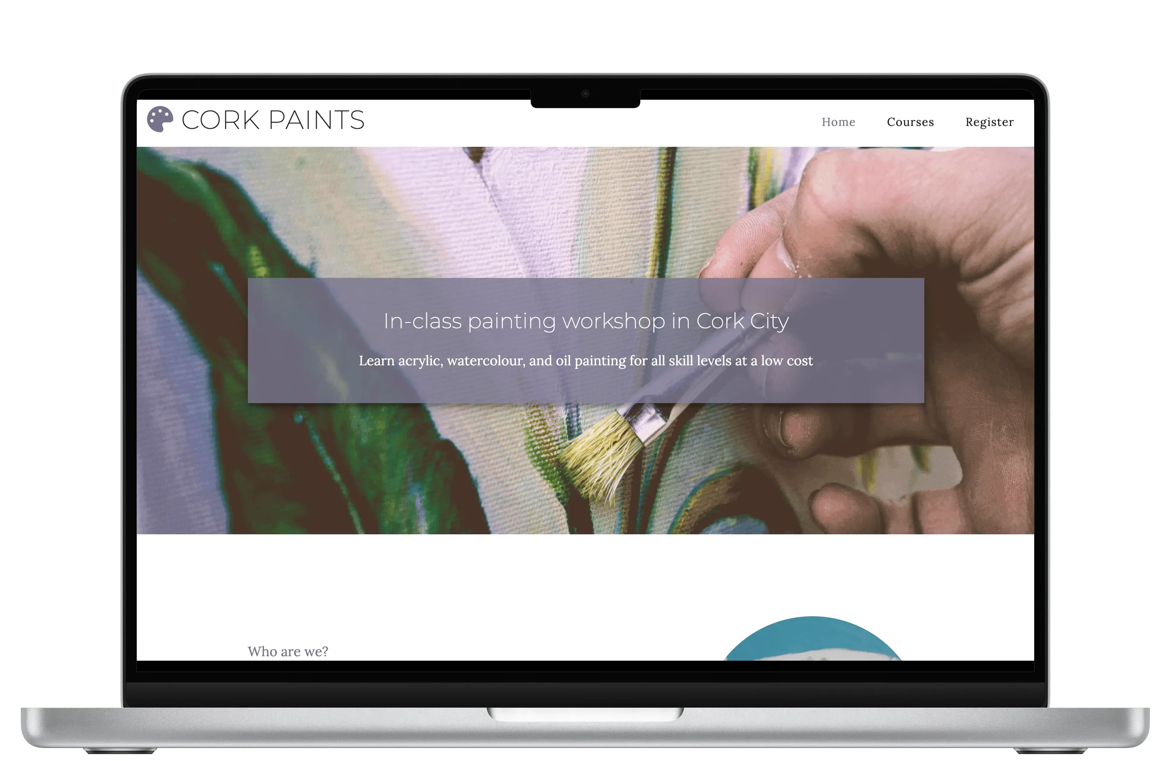 Cork Paints homepage mockup desktop