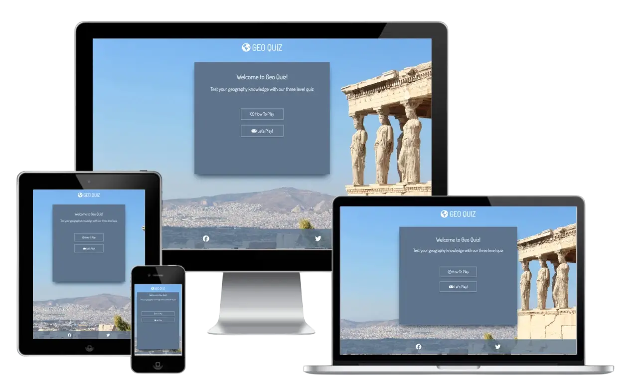 Showcase of GeoQuiz project on various devices.