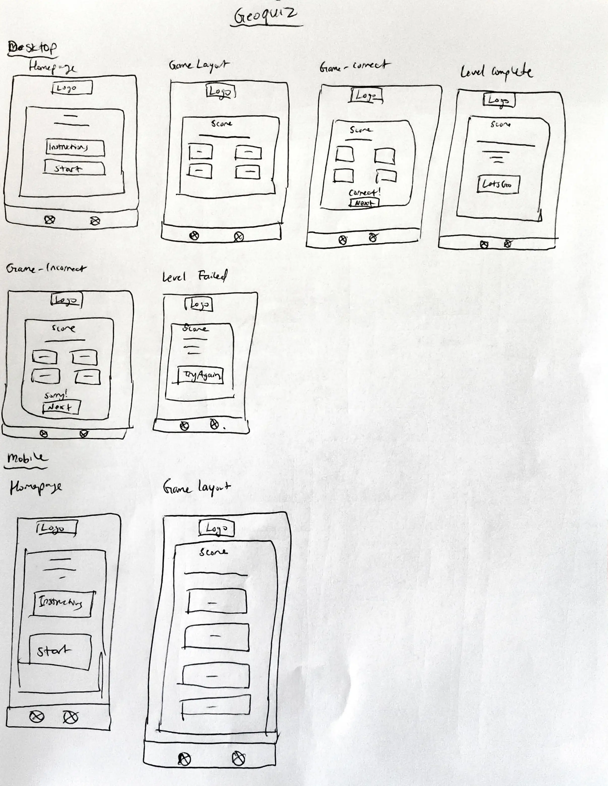 Paper wireframes