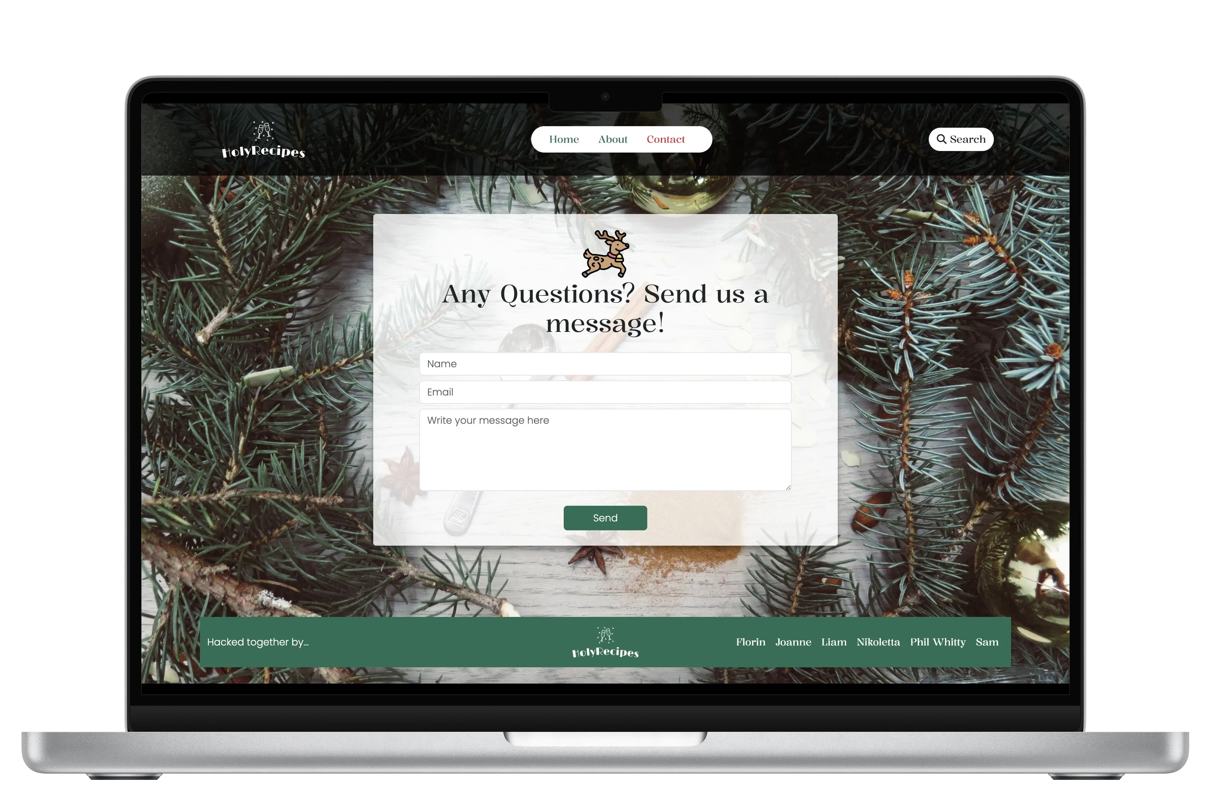 HolyRecipes contact page