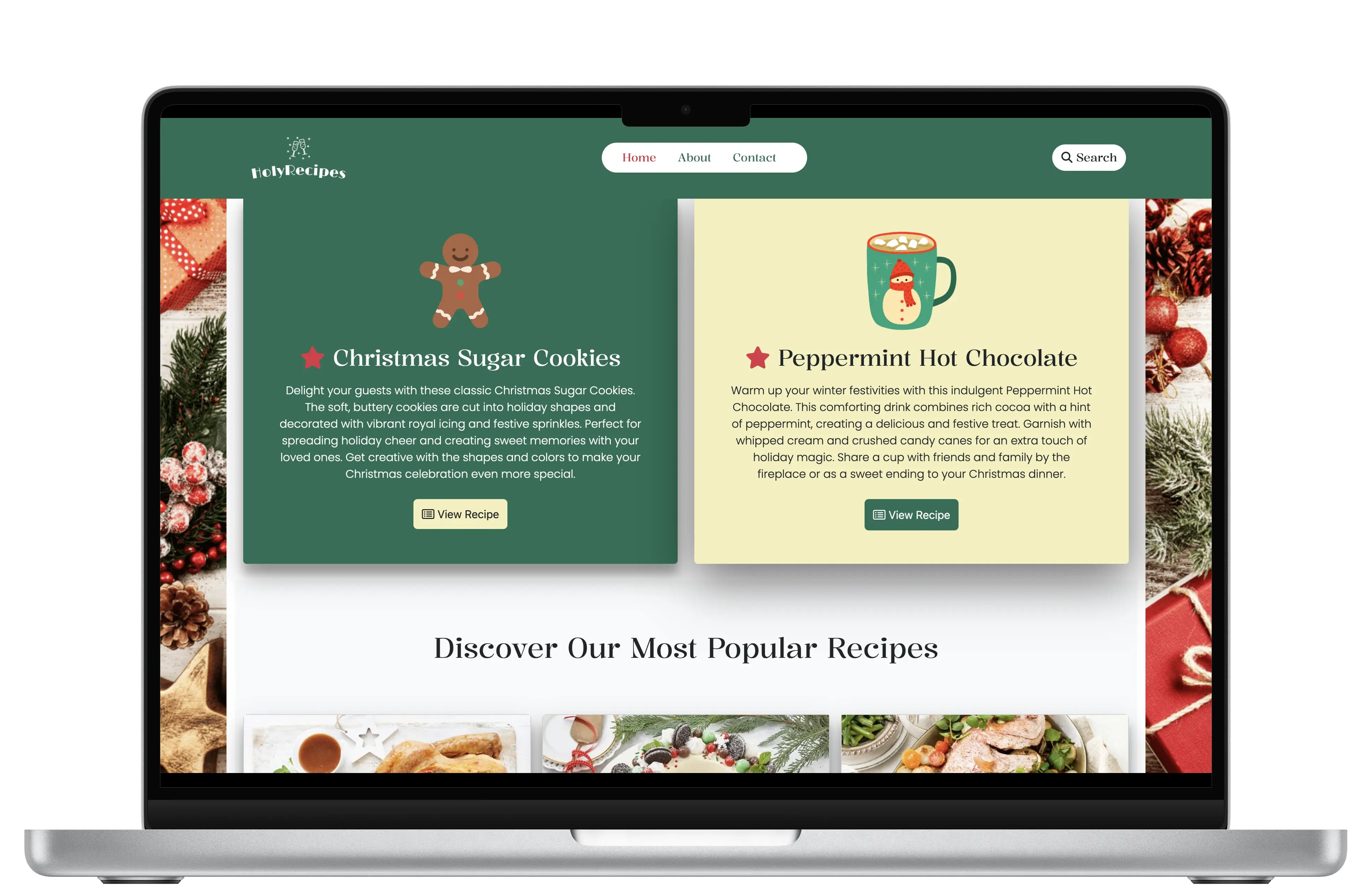 Holyrecipes featured ingredients section