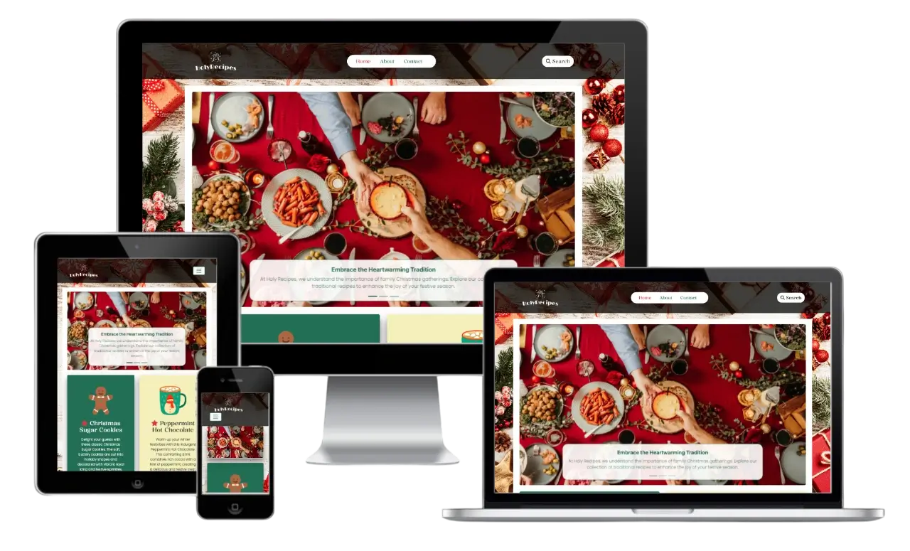 Showcase of HolyRecipes project on various devices.