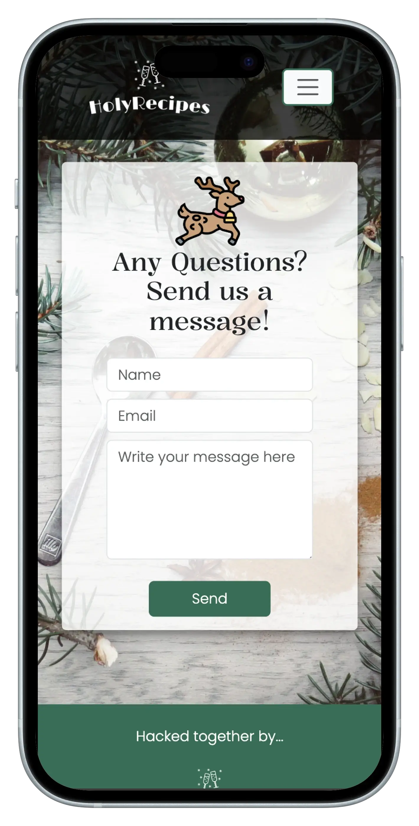 HolyRecipes contact page