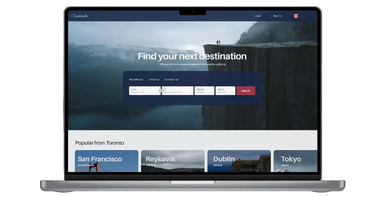Showcase of Latitude project on laptop device.