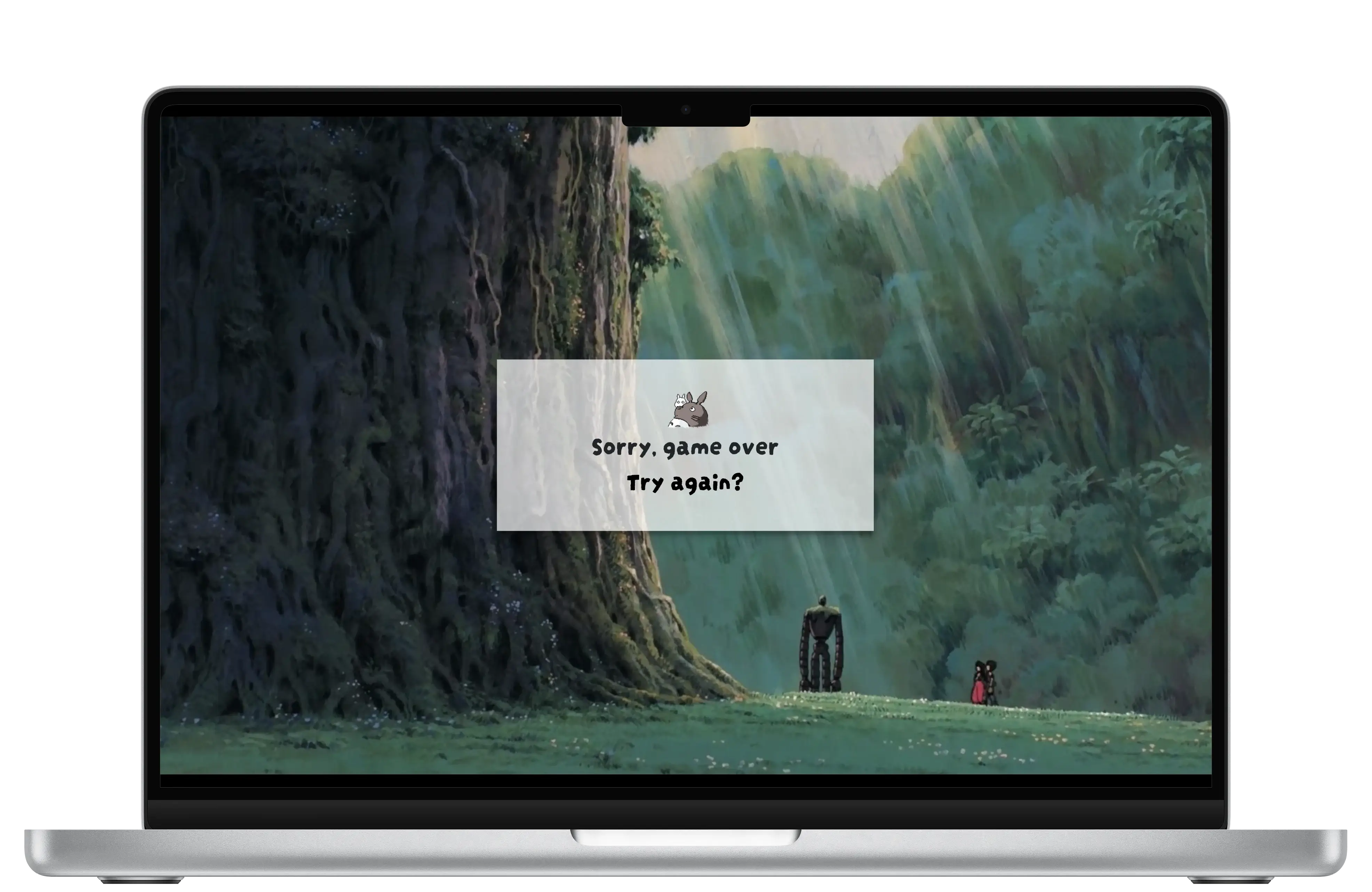 Memory game game over page