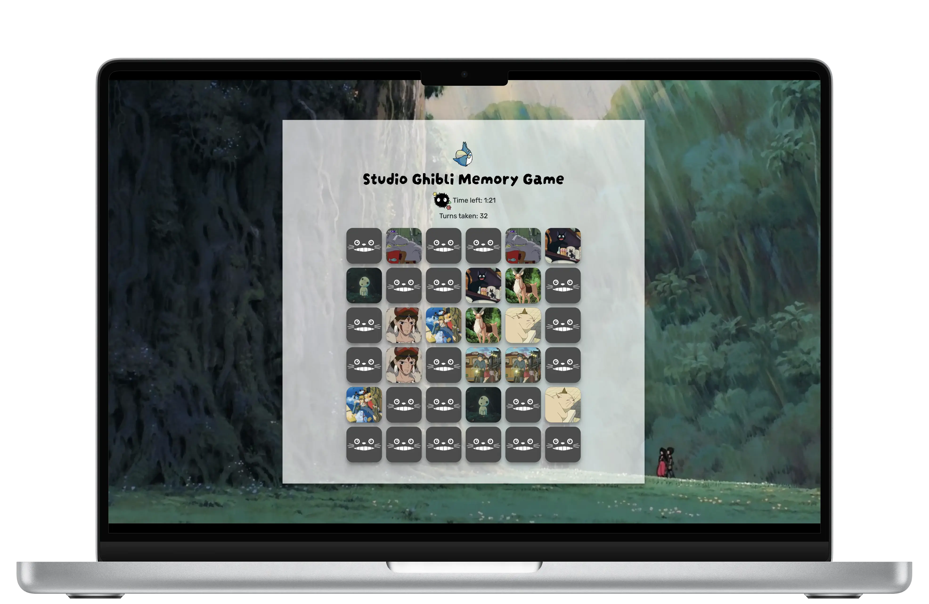 Memory game gameplay
