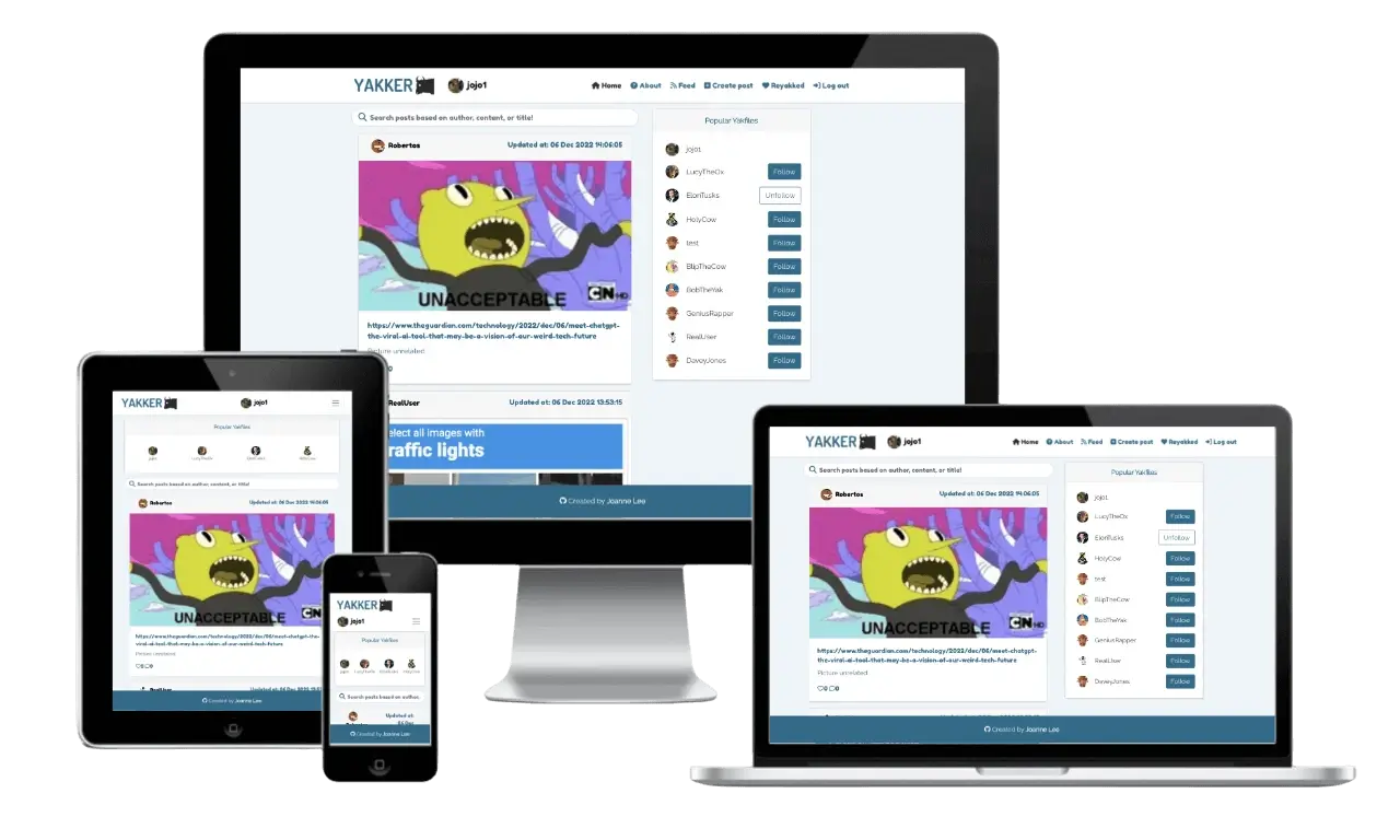 Showcase of Yakker project on various devices.