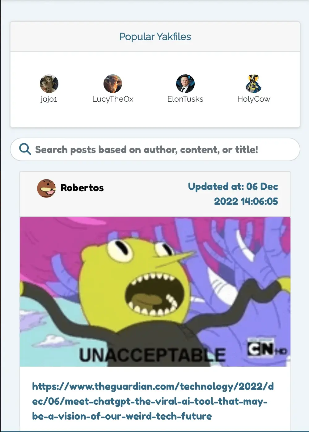 Yakker mobile screenshot