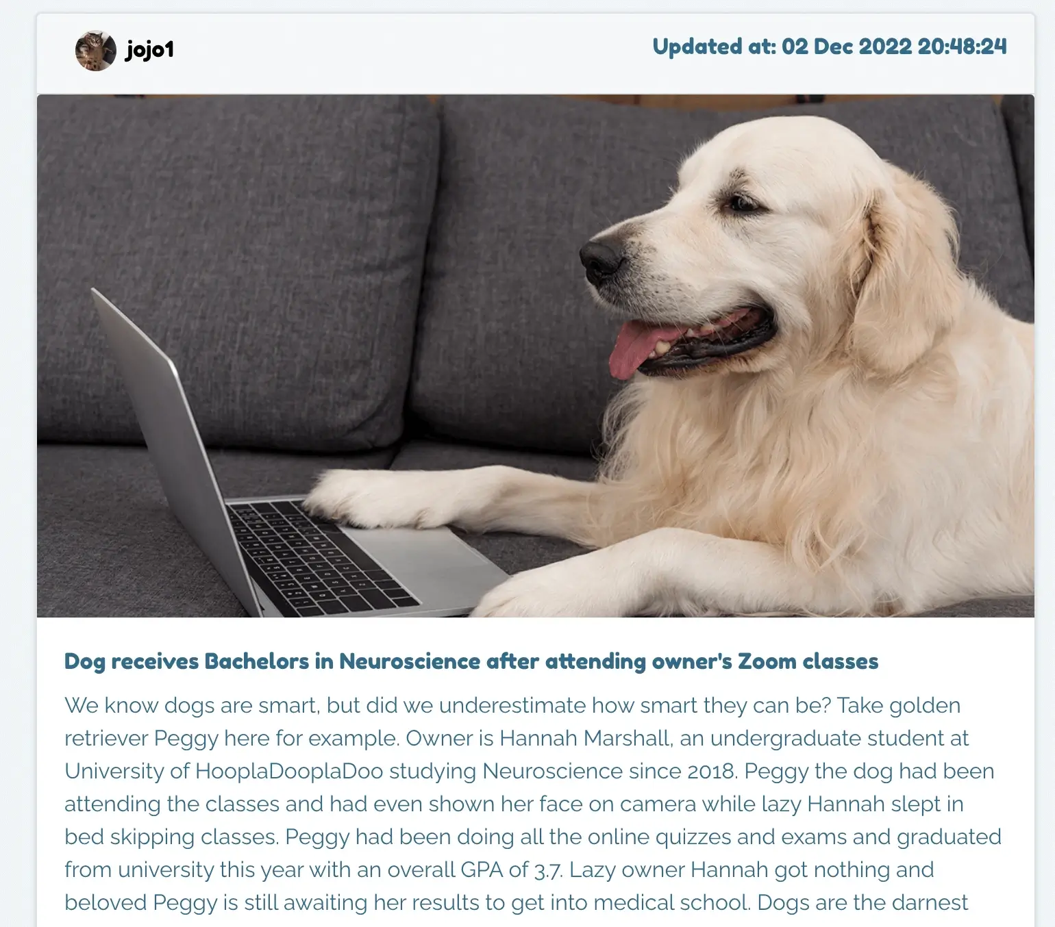 Yakker post detail screenshot
