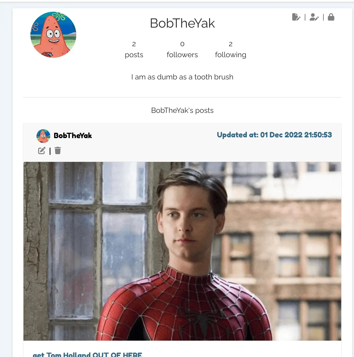 Yakker profile screenshot